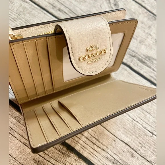 NWT! Coach authentic leather zip wallet with C golden rhinestones + Gift wrap! - Picture 6 of 15